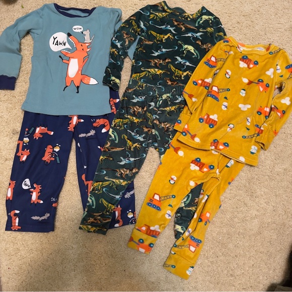 Other - 3 Kids Pajamas Set - Fox, Dinosaur, and Construction Print boys 3T